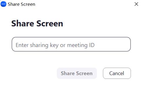 enter sharing key or meeting ID in Zoom